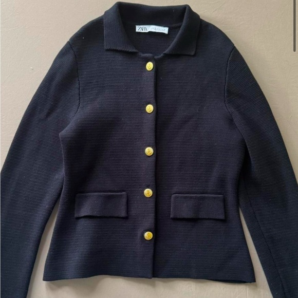 Zara Indigo/Navy Blue Sweater Jacket Size XL - Picture 3 of 4